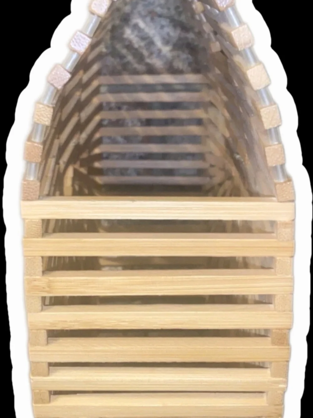 Half-Moon Bamboo Ark Bag Handle Natural Straw Wood Color Vacation Vibe Tropical